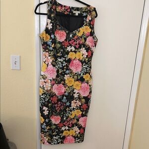 New York & Company Black Floral Midi Dress